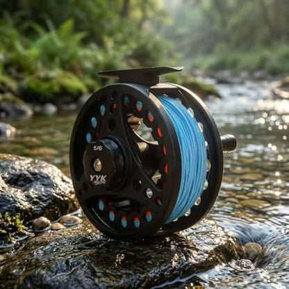 YYKBlueSky 5/6wt Fly Fishing Reel, Aluminum/Plastic Frame Optional, Smooth Drag System, Pre-Loaded Line Set (Including WF5F Floating+20LBS Backing+4X/5X/6X Taper Leader+4X/5X/6X Tippet) - style: Yykbluesky Fly Fishing Reel, 5/6 Wt Die-cast Aluminum Frame,