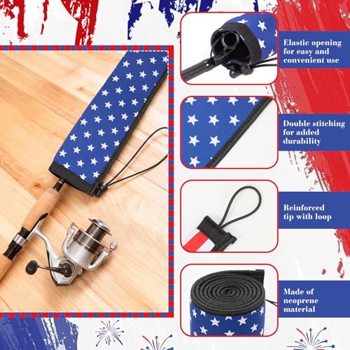 Outus 6 Pack Neoprene Fishing Rod Sleeves, 65 Inch Tangle-Free Covers, Protective Sock for Spinning Casting Rods, Travel Storage