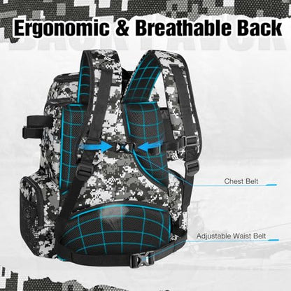 Piscifun Fishing Tackle Backpack with Rod Holders & 4 Tackle Boxes, 42L Outdoor Fishing Bag with Waterproof Rain Cover - color: Camouflage