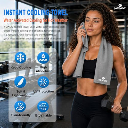 YQXCC 4 Pack Cooling Towels 40"x12", Cool Ice Towels for Neck & Face | Cooling Neck Wraps, Soft Breathable Microfiber Chilly Towels, Ideal for Gym, Yoga, Golf, Running, Camping & Hot Weather - color: 4 Light Gray