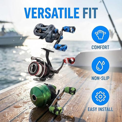 9Pack Rubber Fishing Reel Handle Grip Sleeve Non-Slip Baitcaster Knob Covers for Casting or Spinning Reel Customizable Handle Cover Tape Baitcasting Baitcaster Handle Grip