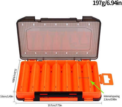 Double Sided Tackle Fishing Tackle Box Lure Waterproof Compartments Hook Storage Case (Red) - color: Red