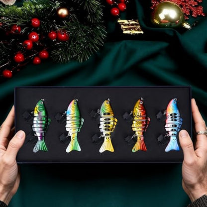 5PCS Glide Bait Fishing Lures Kit, 2026 Surprise Gift for Men & Teen Boys | Fishing Gear for Dad,Bass Fishing Lures Gift Set with Premium Gift Box, Hard & Soft Baits for Bass Trout Pike Salmon - style: 5b