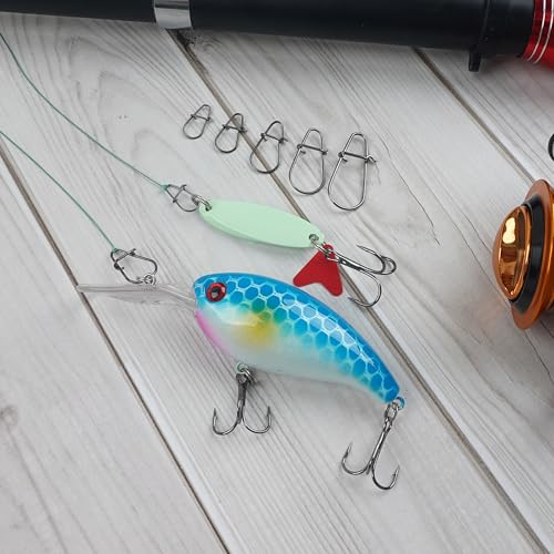AGOOL Crankbait Snaps Snap Clips for Bass Lures, 100/200pcs Duo Lock Lure Snaps Stainless Steel Quick Change Fishing Speed Clips Connector Freshwater Bass Fishing - style: #1-22LB-100PCS