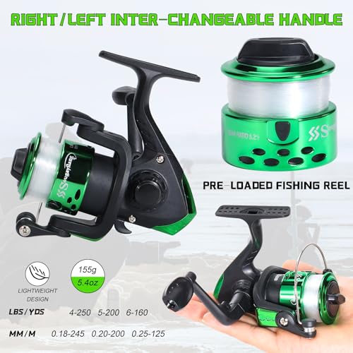 Sougayilang Ice Fishing Rod and Reel Set, Ice Fishing Includes Ice Jigs, Lures, and Essential Tackle,27" Medium/Light Power Ice Spinning Rod,EVA Foam Grip Handle - color: F-spinning ice combo-MYMXE, size: 26"