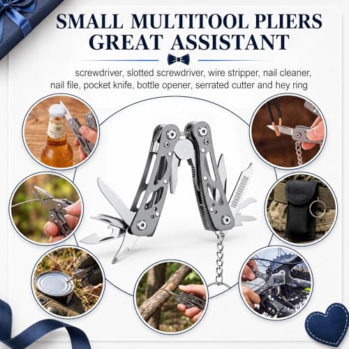 48 Pcs Fathers Day Multitool Gifts Bulk for Men Best Dad Ever Mini Tape Measure 6 in 1 Multitool Pens Small Multitools Pliers Keychain Mini LED Flashlights for Men Christian Church Gifts