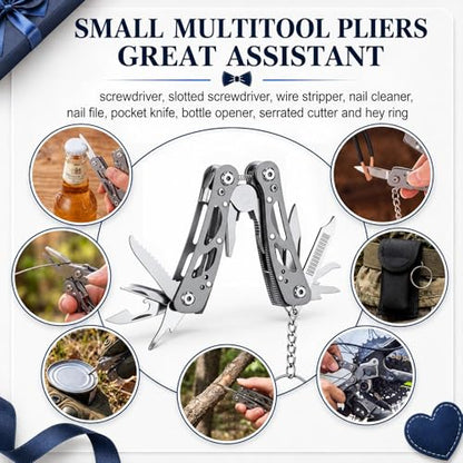 48 Pcs Fathers Day Multitool Gifts Bulk for Men Best Dad Ever Mini Tape Measure 6 in 1 Multitool Pens Small Multitools Pliers Keychain Mini LED Flashlights for Men Christian Church Gifts