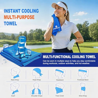 YQXCC 2 Pack Cooling Towels (47"x12"), Ice Cool Neck Towel, Soft Breathable Microfiber for Yoga, Golf, Gym, Running, Camping & Hot Weather - color: Purple/Green