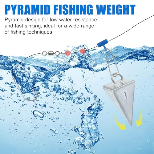 Pyramid Sinkers Fishing Weights, Saltwater Surf Fishing Sinkers Triangle Fishing Weights for Ocean Saltwater Surf Fishing Gear Tackle 1oz 2oz 3oz 4oz 5oz 6oz 8oz - color: 8pcs Kit(1+2+3+4oz)