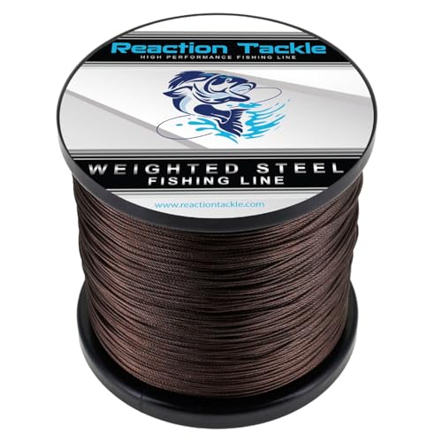Reaction Tackle Weighted Stainless Steel Trolling Line - 45 Lb Marine Grade Single Strand Wire for Deep Trolling, Diving Disks and Toothy Saltwater and Freshwater Fish - size: 45 Lb / 600 Foot