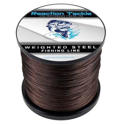 Reaction Tackle Weighted Stainless Steel Trolling Line - 45 Lb Marine Grade Single Strand Wire for Deep Trolling, Diving Disks and Toothy Saltwater and Freshwater Fish - size: 45 Lb / 1000 Foot