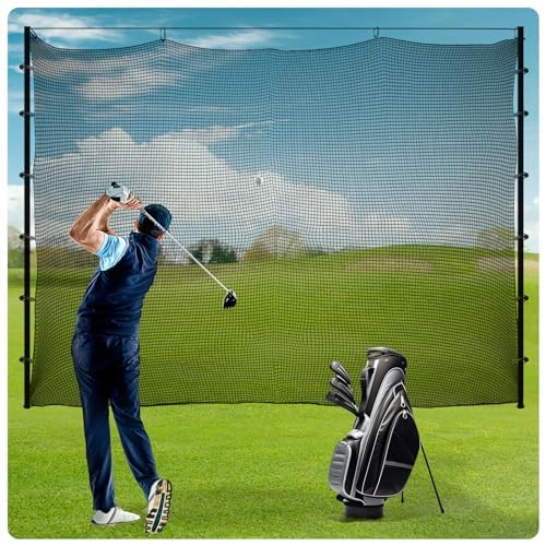 Golf Net for Hitting Practice, 10Ft to 50Ft Golf Ball Netting with 33Ft Hanging Nylon Rope,Also Use as Baseball, Hockey, Soccer, LAX Sport Net,Indoor and Outdoor. - size: 15x40 feet