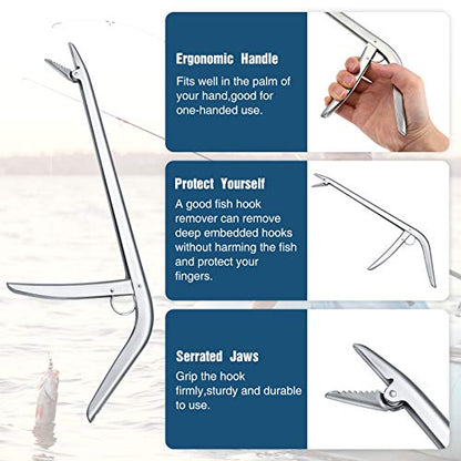 2Pcs Stainless Steel Fish Hook Remover Tool for Fishing, 11-1/2 in | Hook Removal Tool, Freshwater Saltwater Use, 2 Pack, Rust Resistant Steel, Easy Grip Handle