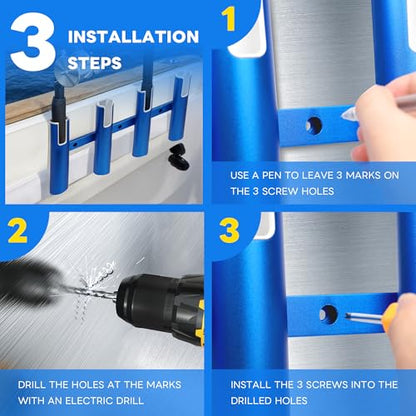 Aluminium Fishing Rod Holders for Boat, Wall-Mounted Fishing Pole Roof Rod Rack,Surf Fishing Rod Holder for Truck, Boats & Yacht - color: 4 Tubes Blue