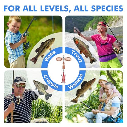 TRUSCEND Vibespinner Easy Catch Fishing Lures with BKK Hooks, Tail Spinner Baits with 4 Actions, Vibrating Swimming Flashing & Jigging for More Bites, Spoon Lures for Bass Trout Crappie Walleye Pike - color: B1-1/4oz-1.8"