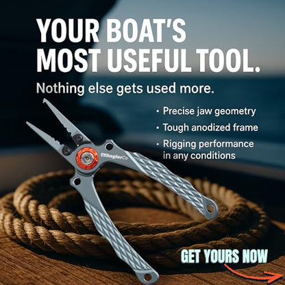 Core Series Fisherman’s Pliers – Professional Aluminum Fishing Pliers with Stainless Steel Line Cutters, Diamond-Textured Grip & Split Ring Tool for Saltwater or Freshwater