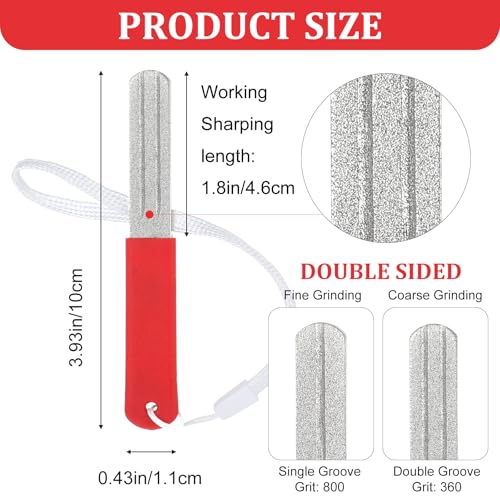 Yuanchu 2Pcs Hook Sharpener,Fish Hook File for Fishing Diamond File With Handle Portable Fish Hooks V Groove Dart Sharpener for Steel Tip Double Sided Fine And Medium Grit Precision Slim Compact Rapid