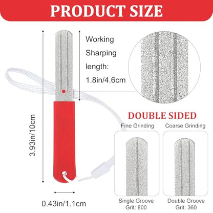 Yuanchu 2Pcs Hook Sharpener,Fish Hook File for Fishing Diamond File With Handle Portable Fish Hooks V Groove Dart Sharpener for Steel Tip Double Sided Fine And Medium Grit Precision Slim Compact Rapid