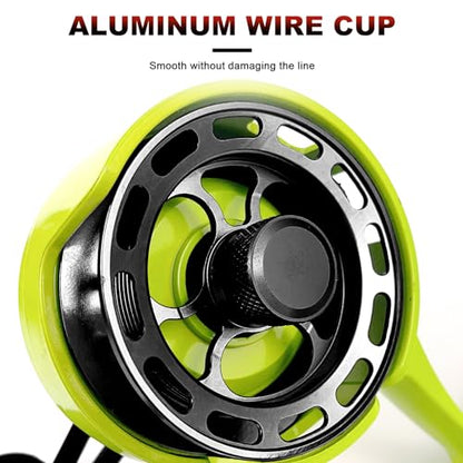 Ice Fishing Reels 3.2:1 Gear Ratio Ultra Smooth 3+1Ball Bearings Strength CNC-machined Aluminum Inline Ice Fishing Reel with Left/Right Hand Retrieve - color: Green-Right Hand Retreive