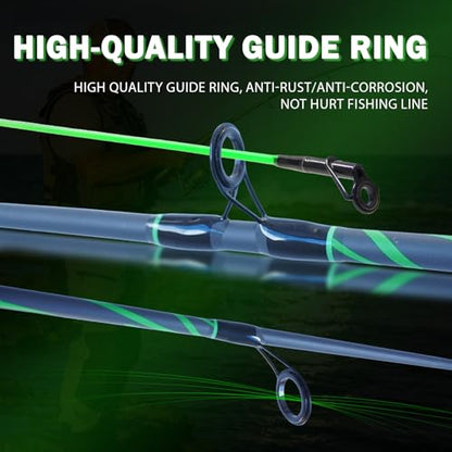 Spinning & Casting Fishing Rod, Durable Carbon & Glass Composite Blank, ML Power, Ceramic Guides, Fluorescent Strike Tip, Split Handle, Gift-Ready, Freshwater/Saltwater - size: LTWZB168-5'6"