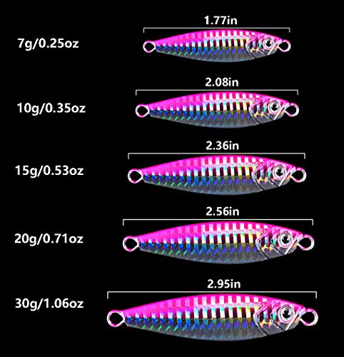 Dyxssm Jigs Fishing Spoons Hard Lures Spinners Jigging Bait 7g 10g 15g 20g 30g (Pack of 6) - size: 20 g / 0.71 oz