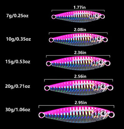 Dyxssm Jigs Fishing Spoons Hard Lures Spinners Jigging Bait 7g 10g 15g 20g 30g (Pack of 6) - size: 7 g / 0.25 oz