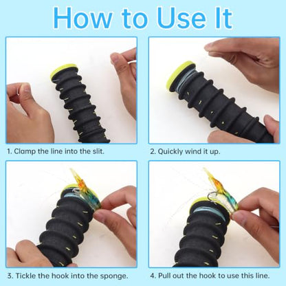 Conskyee 3 PCS Fishing Line Spool Storage Organizer - 12 Slots Each, Tangle-Free Line Winder with Storage Box, Length 20 cm for Fishing Lines, Hooks & Small Gear