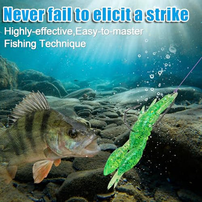 Crawfish Bait Soft Plastic Lures Set for Bass Fishing, 60pcs Silicone Craw Swimbaits with Twistlock Hooks Swivel Snaps Ned Rig Baits Kit for Trout Salmon Freshwater Saltwater