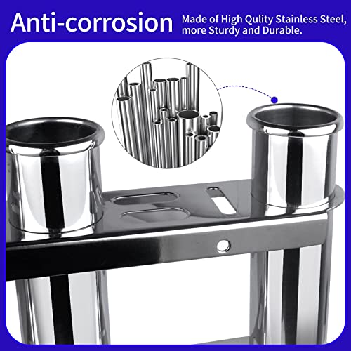3 Tubes Fishing Rod Holder for Boat, 304 Stainless Steel 3 Tubes Linked Fishing Rod Rack Wall-Mounted Fishing Pole Holder with Tools Storage for Marine Boat Yacht RV