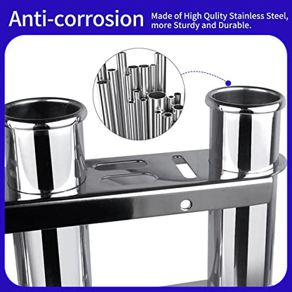3 Tubes Fishing Rod Holder for Boat, 304 Stainless Steel 3 Tubes Linked Fishing Rod Rack Wall-Mounted Fishing Pole Holder with Tools Storage for Marine Boat Yacht RV