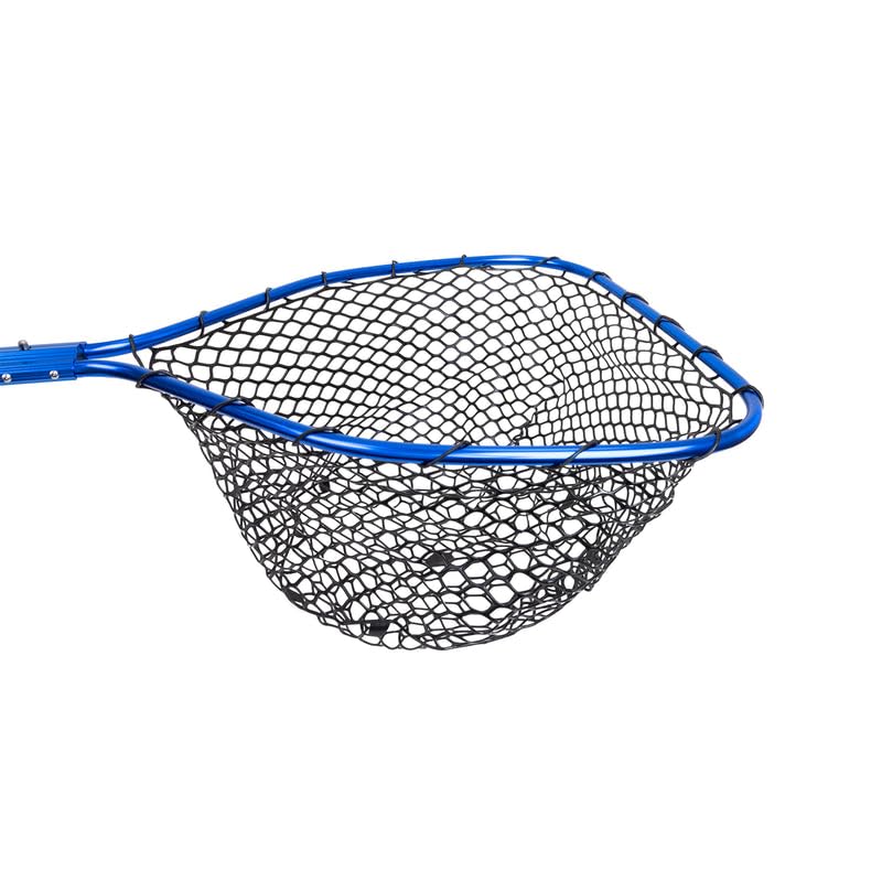 Telescopic Fishing Landing Net for Sea Bass (3.6–5 ft) - 17" x 19" Large Hoop, 10" Deep Silicone Rubber Mesh, Tight Handle Fit, for Freshwater & Saltwater, Blue