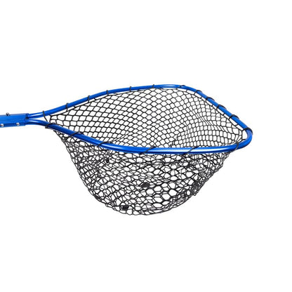 Telescopic Fishing Landing Net for Sea Bass (3.6–5 ft) - 17" x 19" Large Hoop, 10" Deep Silicone Rubber Mesh, Tight Handle Fit, for Freshwater & Saltwater, Blue