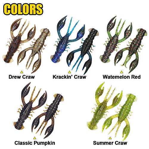 Ned-Rig-Kit-Finesse-Baits-Soft-Plastic-Worms-Fising-Lure for Bass Stick Swimbait Minnow Crawfish Lures Shroom Ned Jig Head Kit - color: 35-Piece 2.5'' Crawfish Baits Ned Rig Kit