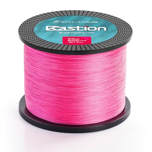 Calamus Bastion Braided Fishing Line -Abrasion Resisting Braided Lines – Thin Diameter Superline – Zero Stretch – 4 Strand MultiTuf Fiber Braid Line - color: X4-Pink, size: 10 LB - 150 Yds