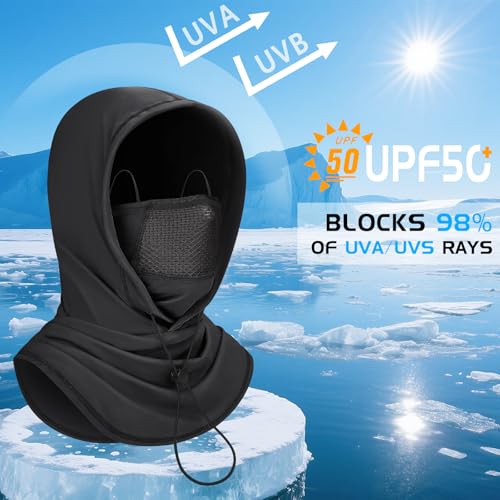 GXCROR Cooling Breathable Balaclava Face Mask Sun UV Protection Hood Shiesty Mask for Cycling Fishing Running - color: Black+gray