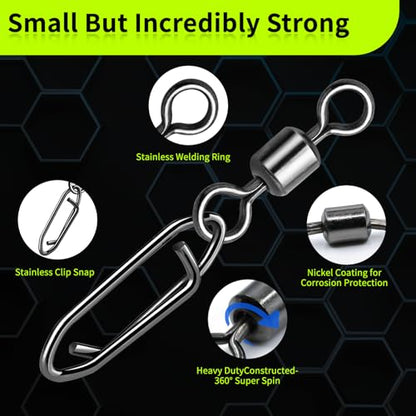9KM DWLIFE Fishing Speed Clips 50Pcs Quick Change Fishing Swivels & Snaps Fishing Speed Clips Barrel Swivels Fishing Tackle Saltwater Fishing - size: 4#