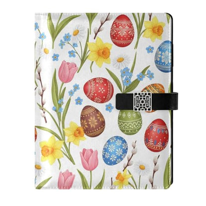 Easter Eggs Flowers Spring A5 PU Leather Refillable Binder,Business Notebook Travel Planner with Expandable Pockets,6-Ring,Pen Storage & Easy-Clean Surface for Daily Use - color: Easter Eggs Flowers Spring