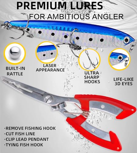 6PCS Fishing Lures for Freshwater or Saltwater,Topwater Fishing Lures, Multi Jointed Swimbaits, Amazing Fishing Gear Gifts for Family Fishing, Lifelike Slow Sinking Swimming