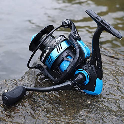 Sougayilang Fishing Reel, Ultralight Spinning Reel with Aluminum Spool, 5.2:1 High Speed Spinning Fishing Reel, 1000-6000 Series for Freshwater - color: Blue, size: 4000