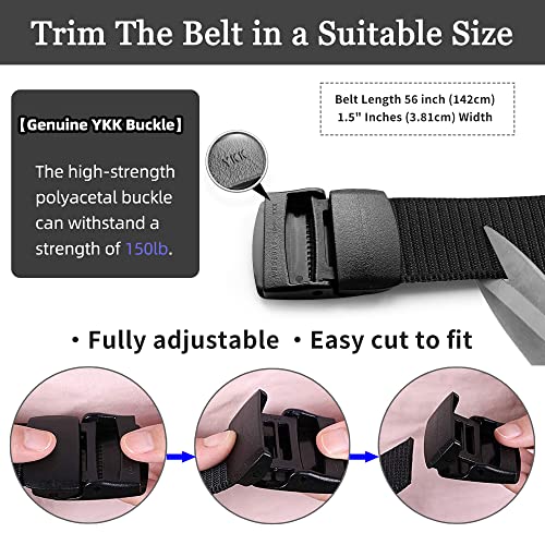 Mile High Life | Nylon Web Belt | Outdoor Military Belt | TSA Safe Buckle Plastic/Metal - color: Black-khaki