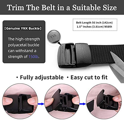 Mile High Life | Nylon Web Belt | Outdoor Military Belt | TSA Safe Buckle Plastic/Metal - color: Black-cross Black