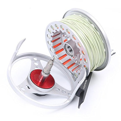M MAXIMUMCATCH Maxcatch ECO Large Arbor Fly Fishing Reel (3/4wt 5/6wt 7/8wt) and Pre-Loaded Fly Reel with Line Combo - color: Silver (With Line Pre-loaded), size: 5/6 weight