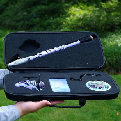 Sougayilang Fishing Rod and Reel Combos Carbon Fiber Telescopic Fishing Pole with Smooth Reel Combo Saltwater Freshwater Kit - color: Purple Full Kit, size: 2.7m/8.78ft