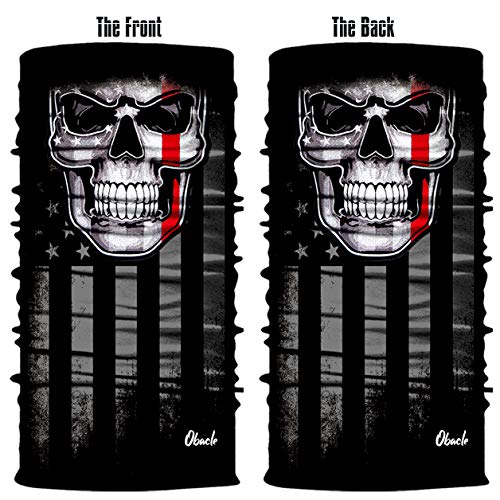 Obacle Neck Gaiter Face Mask Bandana for Dust Wind Sun Protection for Men Women - color: Flag One Red Line Flag Skull