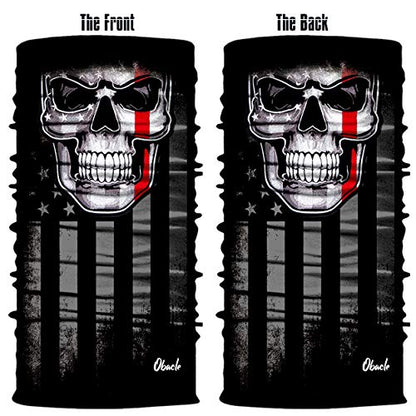 Obacle Neck Gaiter Face Mask Bandana for Dust Wind Sun Protection for Men Women - color: Flag One Red Line Flag Skull