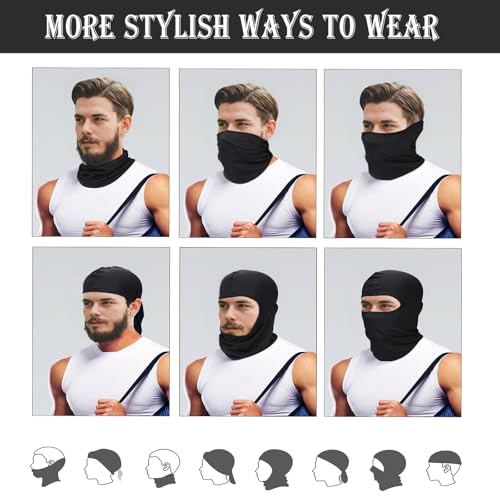 6 Pack Ski Mask Balaclava for Men Women, Lightweight UV Protection, Summer Full Face Cover Outdoor Motorcycle - color: Black