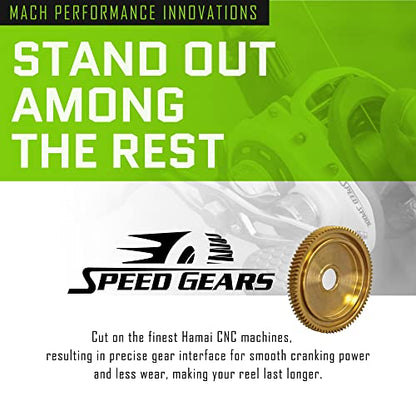 Lew's MACH 2 Spinning Fishing Reel, 6.2:1 Gear Ratio, Right or Left-Hand Retrieve, Aluminum Frame, Premium 10 Stainless Steel Ball Bearings, Black/Green