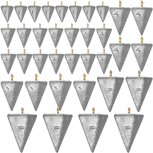 36 Pcs Pyramid Fishing Weights Sinkers Saltwater Pyramid Sinkers Rig Fishing Weights Gear Tackle Surf Casting Freshwater Ocean Catfish