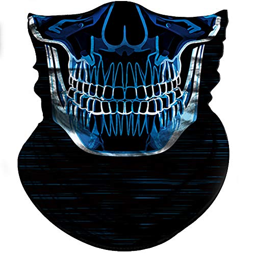 Obacle Neck Gaiter Face Mask Bandana for Dust Wind Sun Protection for Men Women - color: Blue-line Skull