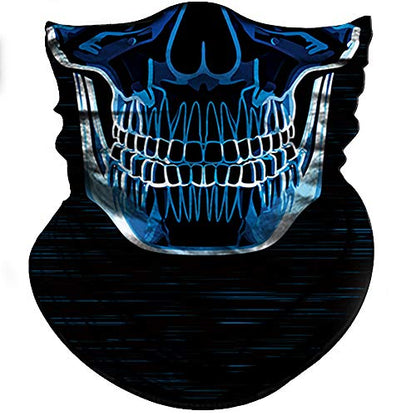 Obacle Neck Gaiter Face Mask Bandana for Dust Wind Sun Protection for Men Women - color: Blue-line Skull